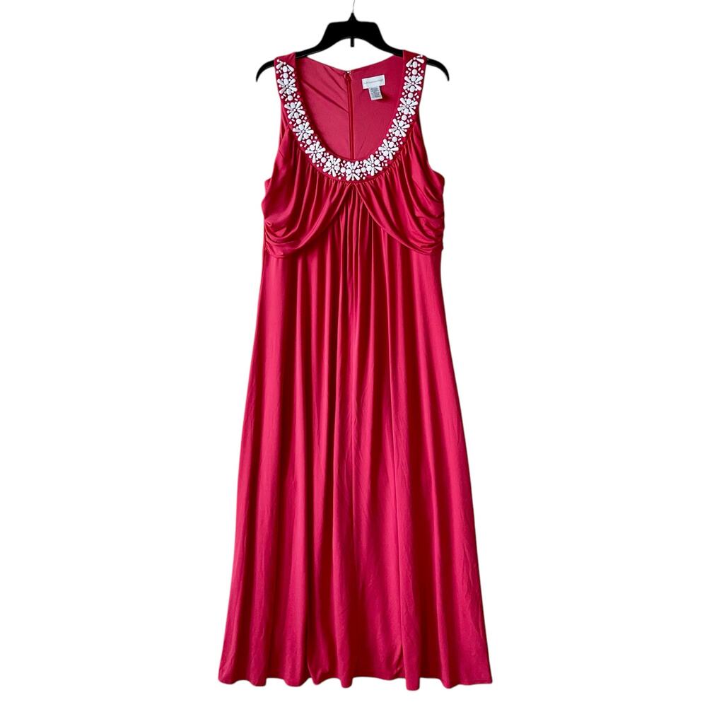 Sleeveless Pink Embellished Scoop Neck Maxi Dress
